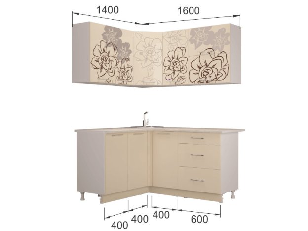 Кухня угловая Бордо Ваниль