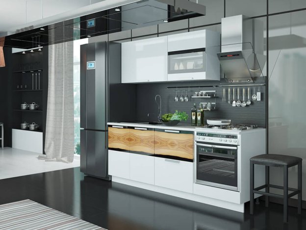 Кухонный гарнитур Фэнтези Белый универс, Вуд 2,1м